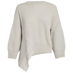 Stella McCartney Suéter asimétrico de punto de canalé con encaje gris S