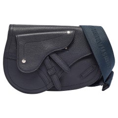Dior Navy Blue Leather Saddle Crossbody Bag