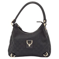 Gucci Black GG Canvas and Leather Abbey D-Ring Hobo