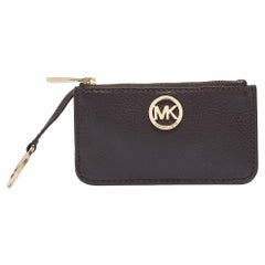 Michael Kors Dark Brown Leather Top Zip Coin Purse