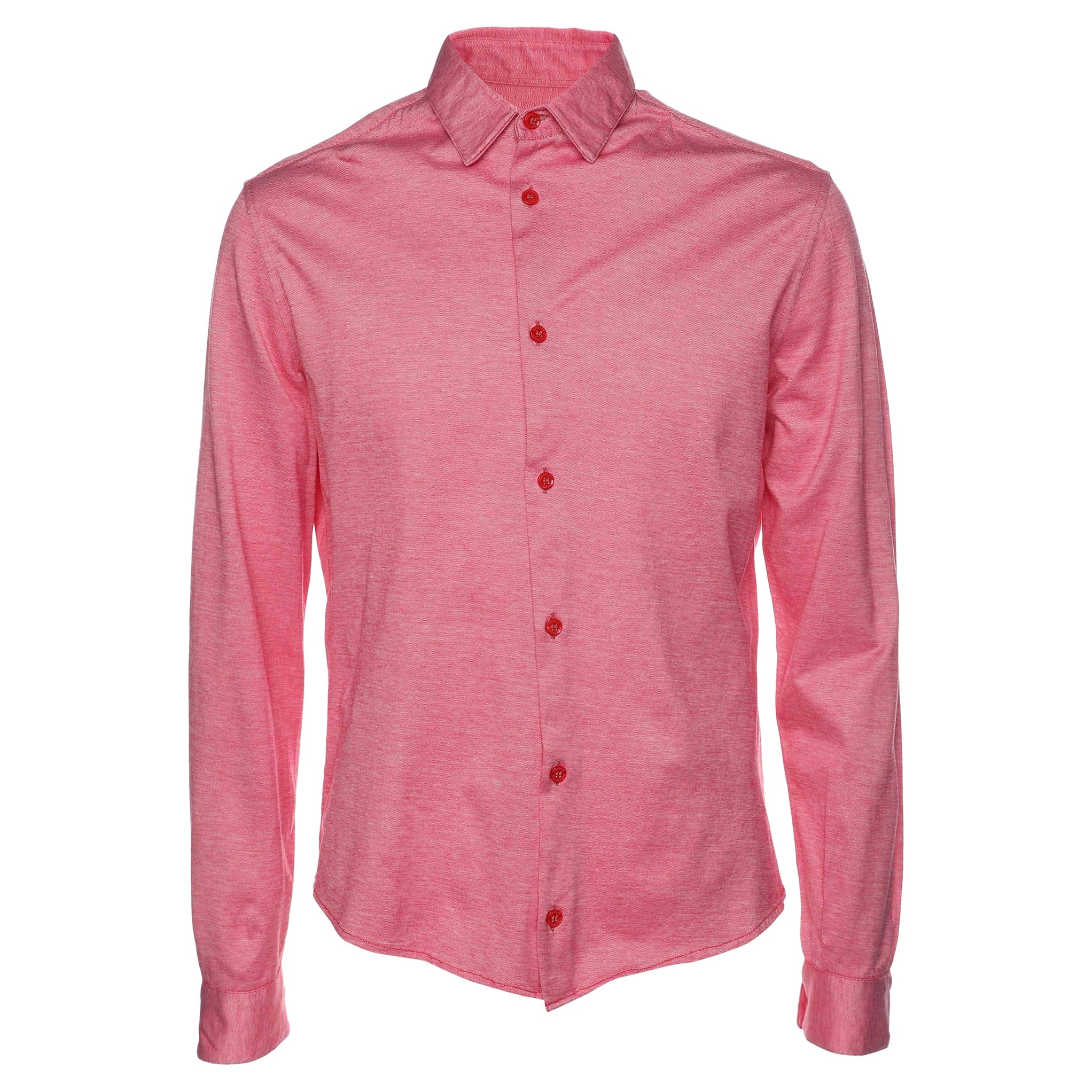 Versace Collection Pink Cotton Blend Full Sleeve Shirt M For Sale