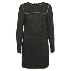 Chanel Black Boucle Chain Detail Mini Dress S