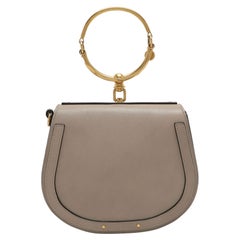 Chloé Grey Leather and Suede Small Nile Bracelet Shoulder Bag