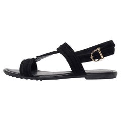 Tod's Sandales plates en daim noir Taille 38.5