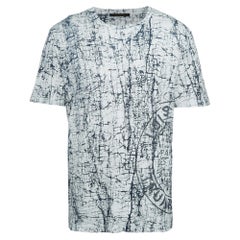 Louis Vuitton White/Blue Abstract Print Jersey Crew Neck T-Shirt XL