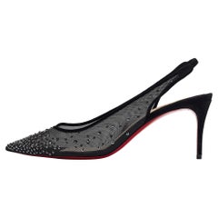 Christian Louboutin Black Mesh and Suede Follies Pumps Size 40