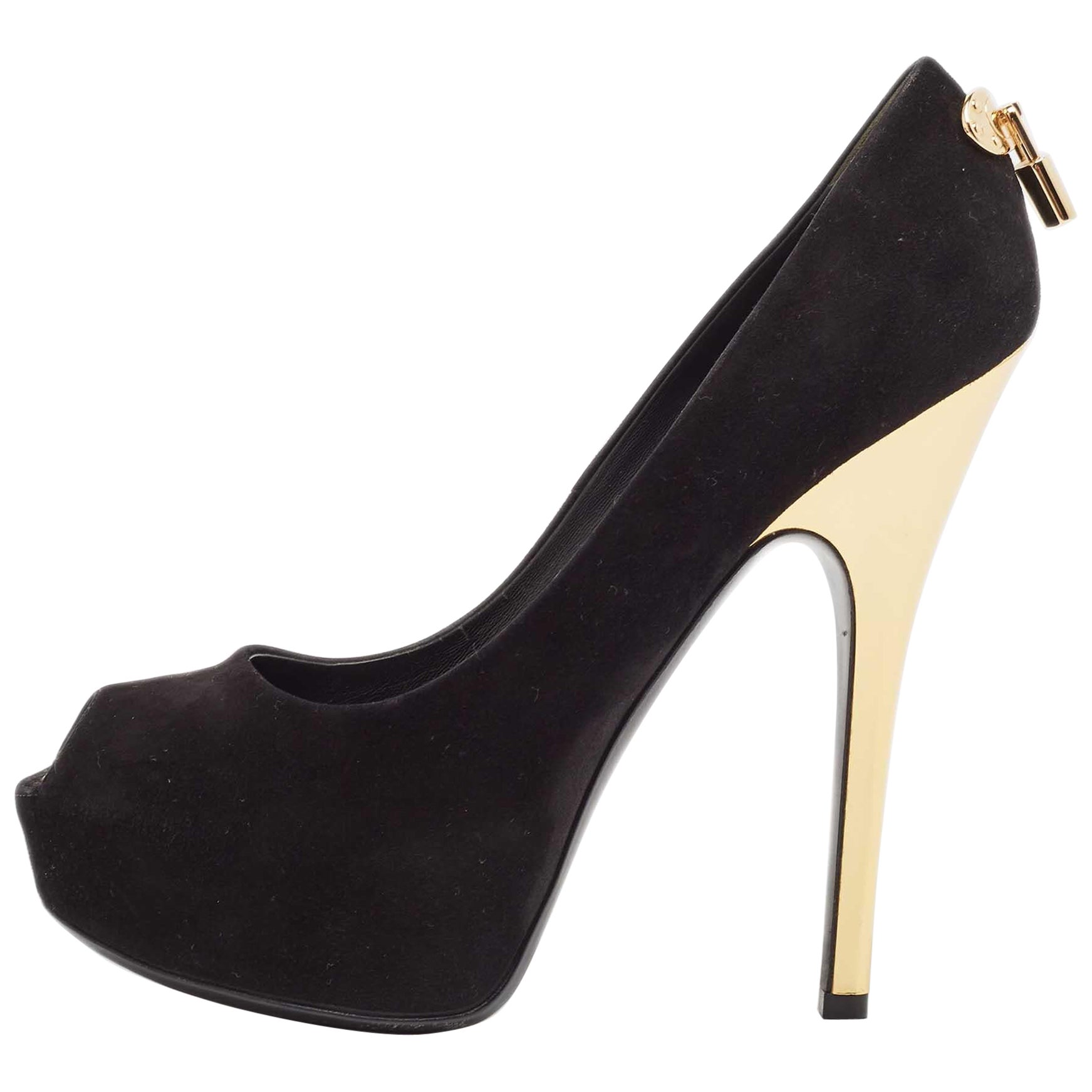 Louis Vuitton - Oh Really! en daim noir Escarpins à bout ouvert, taille 38