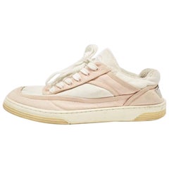 Chanel Pink/White Canvas CC Low Top Sneakers Size 37