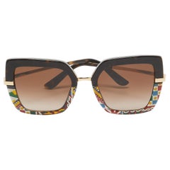 Dolce & Gabbana Occhiali da Sole Oversize Stampati Gradienti Marrone Scuro DG4373