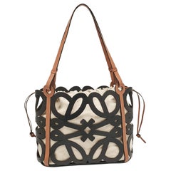 Loewe Black/Brown Leather Anagram Cut Out Tote