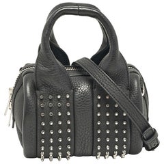 Alexander Wang Black Leather Baby Rockie Micro Stud Duffel Bag