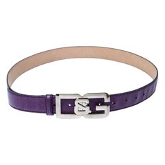 D&G Purple Leather Buckle Logo Belt 95CM