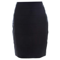 Escada Navy Blue Stretch Crepe Panelled Pencil Skirt M