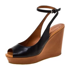 Marc by Marc Jacobs Sandales à talons compensés en cuir noir Taille 40