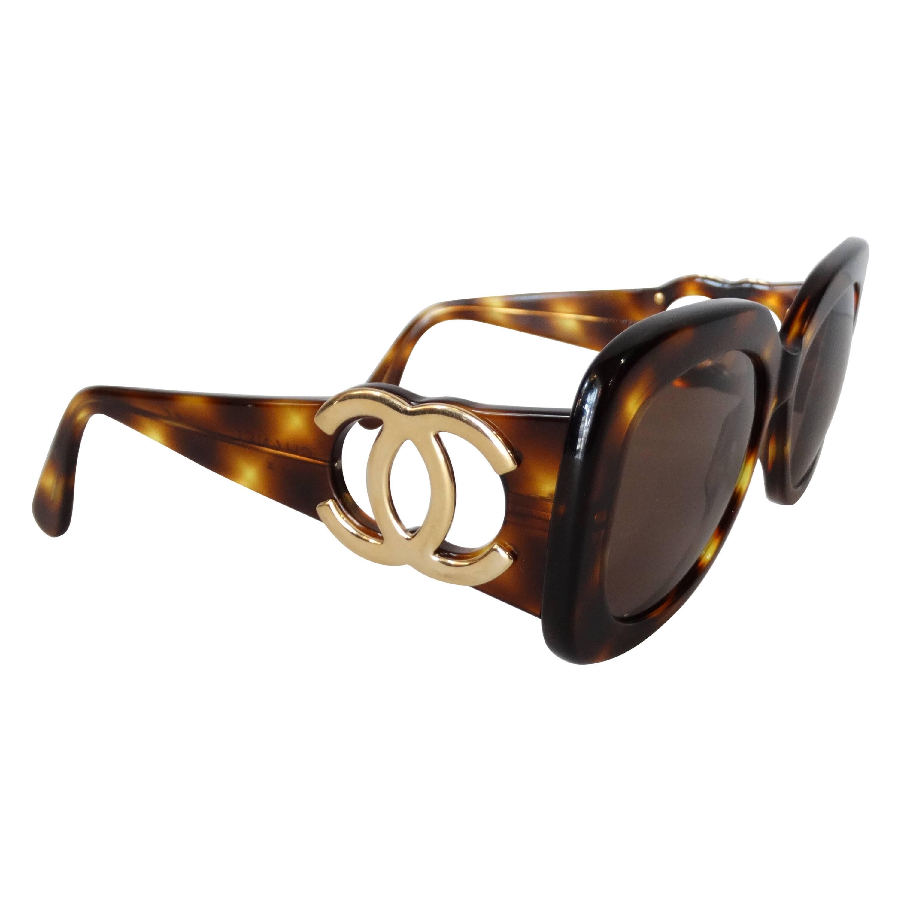 1990s Chanel Tortoise Shell Mod Sunglasses 