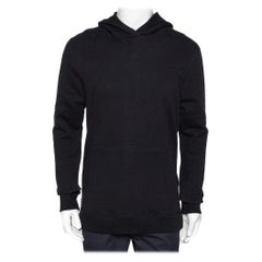 John Elliott Black Cotton Side Zip Detail Hooded Villain Sweatshirt L