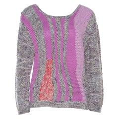 Marc by Marc Jacobs Grey & Purple Cotton Blend Hand Knit Sweater M