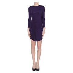 3.1 Phillip Lim Purple Jersey Ruched Front Draped Long Sleeve Dress XS