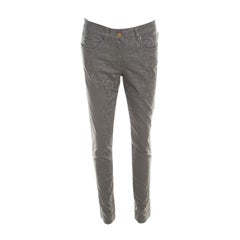 Escada Grey Floral Jacquard Stretch Denim Skinny Jeans M