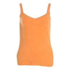 Escada Yellow Angora Rib Knit Silk Lined Fuzzy Tank Top M
