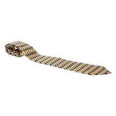 Gucci Vintage Black and Yellow Bag Print Silk Tie
