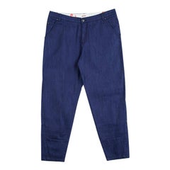 Kenzo Indigo Denim Paneled Bottom Detail Tapered Baggy Jeans L
