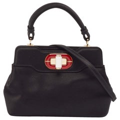 Bvlgari Black Satin Mini Isabella Rossellini Top Handle Bag
