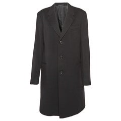 Emporio Armani Black Cashmere Felt Long Coat XL