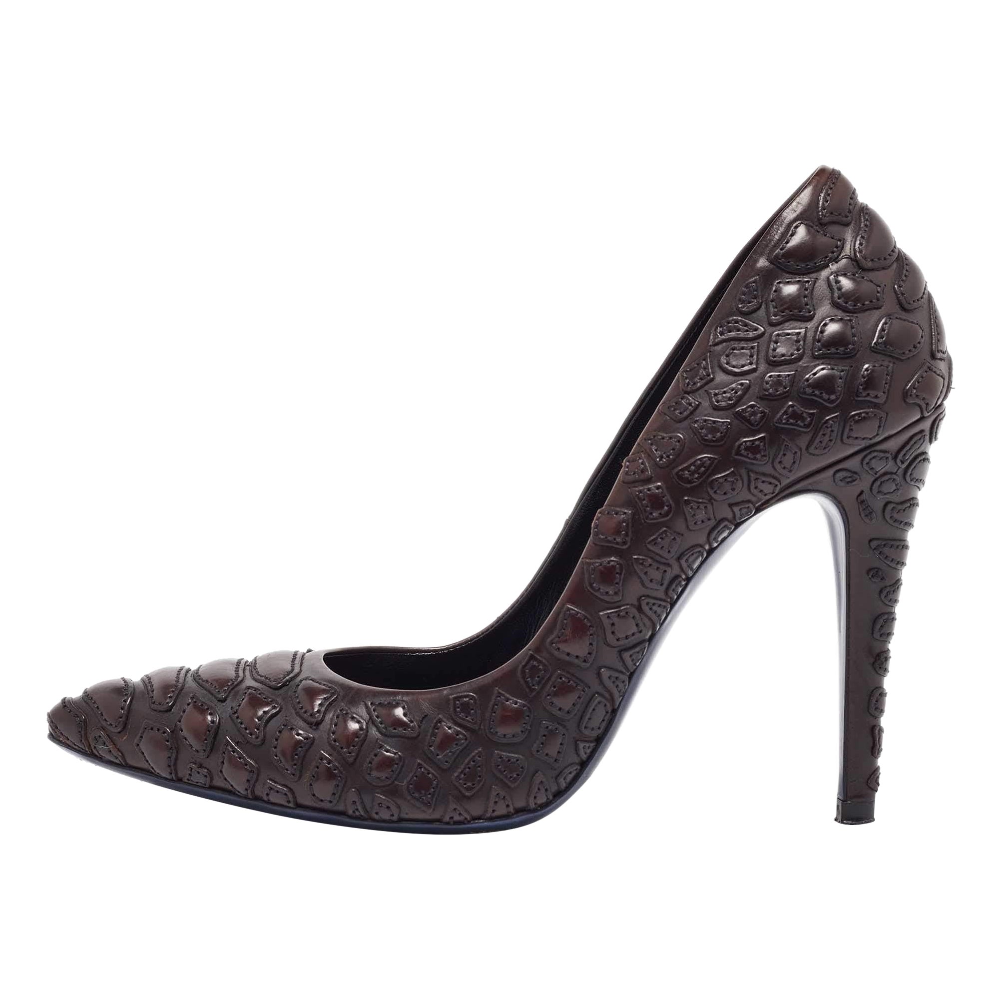 Loriblu Brown Leather Pointed Toe Pumps Size 38 For Sale