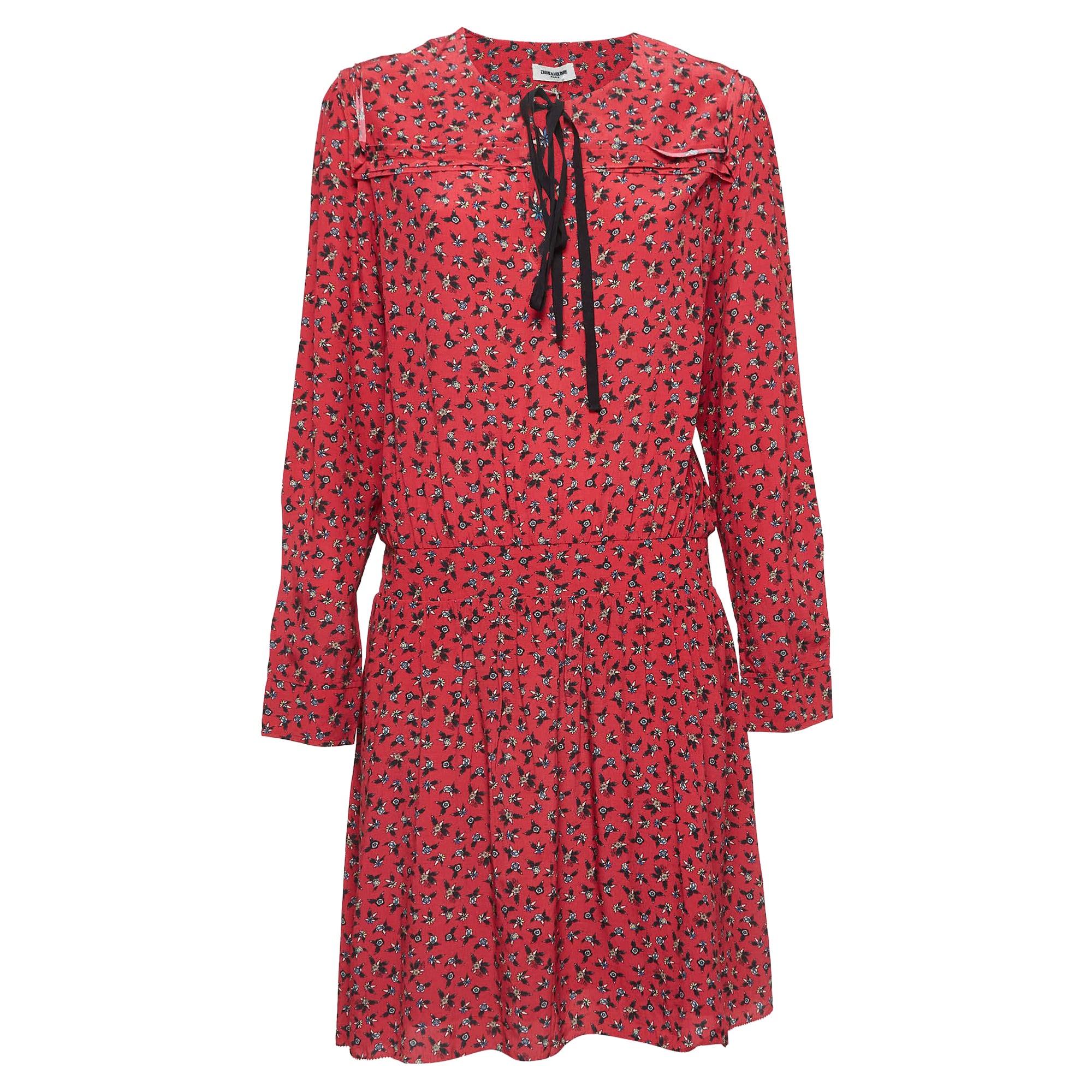 Zadig & Voltaire Red Floral Print Crepe Remus Liberty Mini Dress L