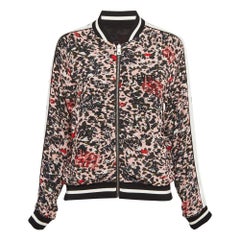 Zadig & Voltaire Black/Pink Floral Print Crepe Reversable Bomber Jacket S