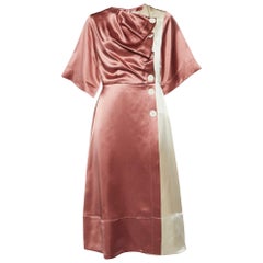 Roksanda Pink Colorblock Silk Satin Wrap Dress L