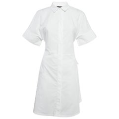 Emporio Armani White Poplin Belted Shirt Dress M