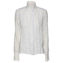 See by Chloe - Haut blanc en coton à volants S