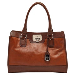 Cole Haan Brown Leather Vintage Valise Novelty Kendra Tote
