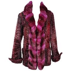 Fendi Purple Broadtail Coat with Fur Collar, Modern
