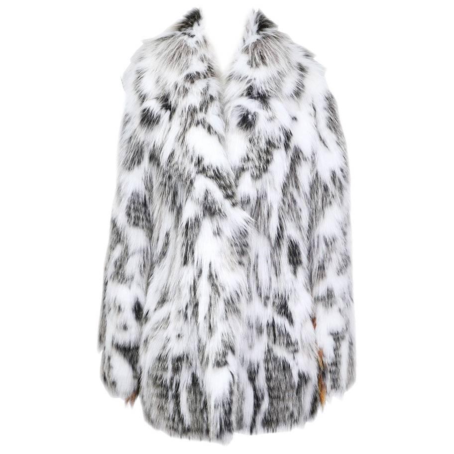 Current Fendi Silver Fox and Arctic Fox Fur Coat