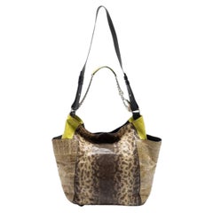 Jimmy Choo Beige/Green Karung and Watersnake Anna Shoulder Bag