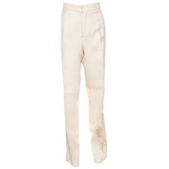Rochas Cream  Floral Embroidered Mesh Detail Tailored Trousers XL