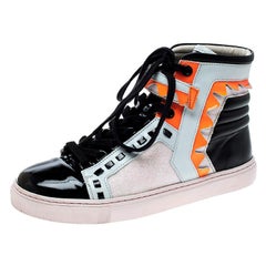 Sophia Webster Multicolor Leather and Glitter Riko High Top Sneakers Size 37