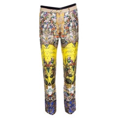 Roberto Cavalli Multicolor Floral and Bird Printed Silk Pants S