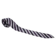 Holliday & Brown For Prada Purple Diagonal Striped Patterned Silk Jacquard Tie
