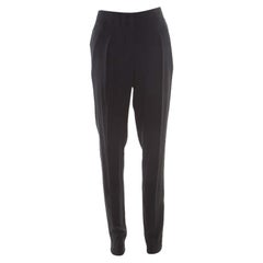 Vionnet Black Crepe Pleated High Waist Tailored Trousers L