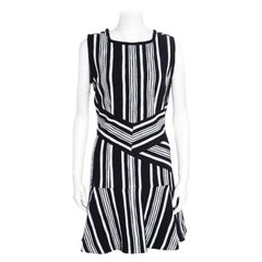 Carven Monochrome Textured Cutout Back Detail Sleeveless Dress L