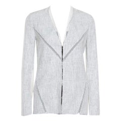 Elie Tahari - Giacca Leeann in tessuto misto con inserto in rete blu e bianco sporco XS