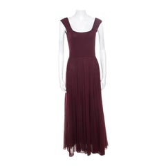 Ralph Lauren Burgundy Cotton Knit Sleeveless Fit and Flare Maxi Dress XS
