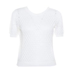 Marc Jacobs White Perforated Fish Scale Pattern Knit Crop Top S