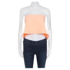 Elizabeth & James Sunwashed Orange Ponte Knit Strapless Addilyn Crop Top S
