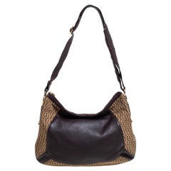 Hobo en toile et cuir Brown/Beige Signature d'Aigner