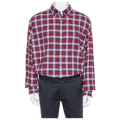 Ralph Lauren Red & Navy Blue Cotton Tartan Check Button Front Shirt XXL